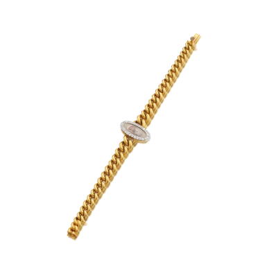 View full screen - View 1 of Lot 1055. Gold, miniature and diamond bracelet, 1890s.