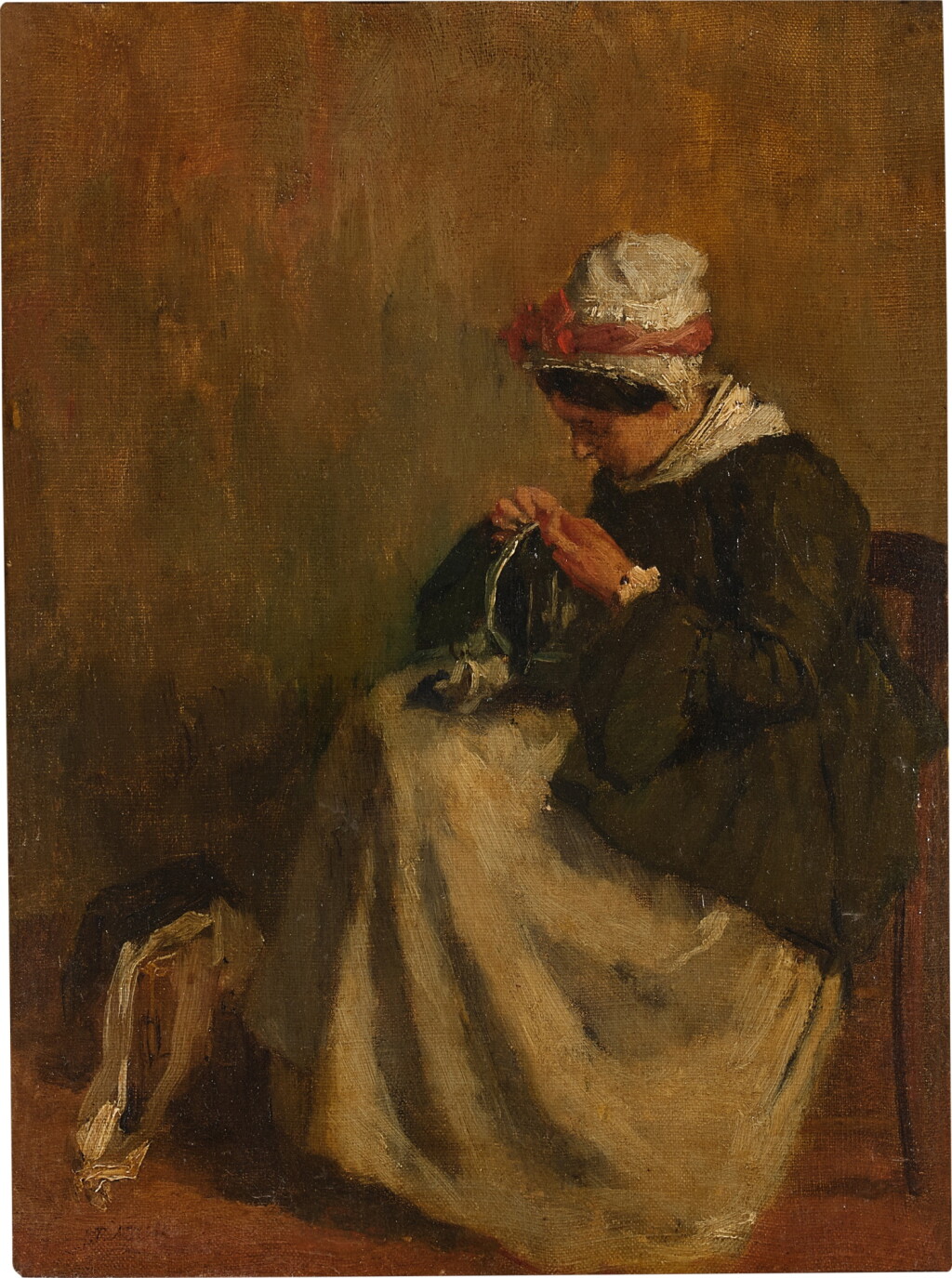 View full screen - View 1 of Lot 185. Woman Sewing.