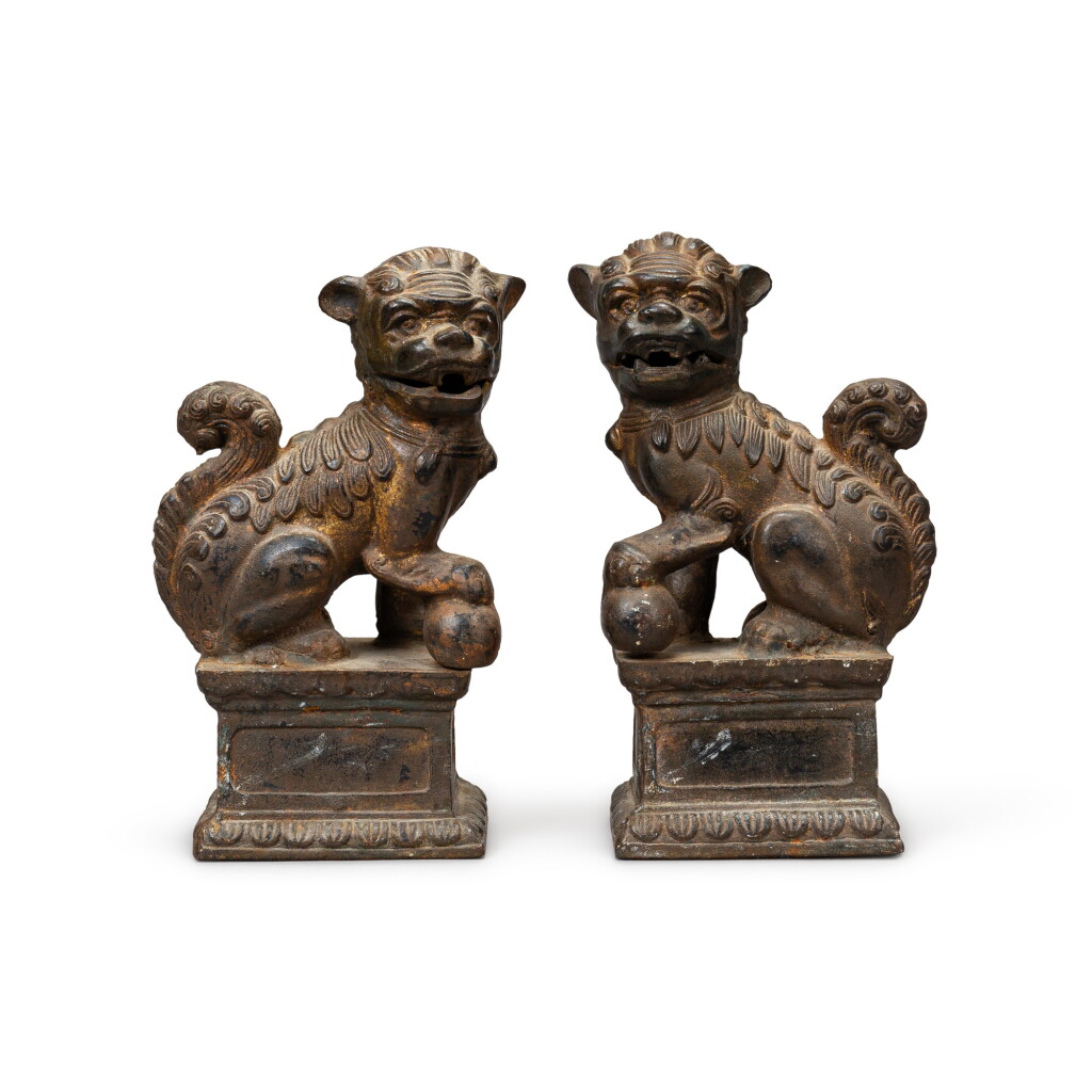 View full screen - View 1 of Lot 200. Two bronze Buddhist lions Qing dynasty, 19th century | 清十九世紀 銅佛獅兩尊.