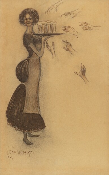 View full screen - View 1 of Lot 166. La serveuse de bières - mains tendues.