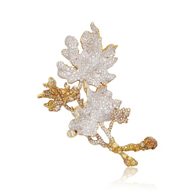 View full screen - View 1 of Lot 1890. 'Four Seasons' Coloured Diamond and Diamond Brooch | 趙心綺 | 「四季」彩色鑽石 配 鑽石胸針.