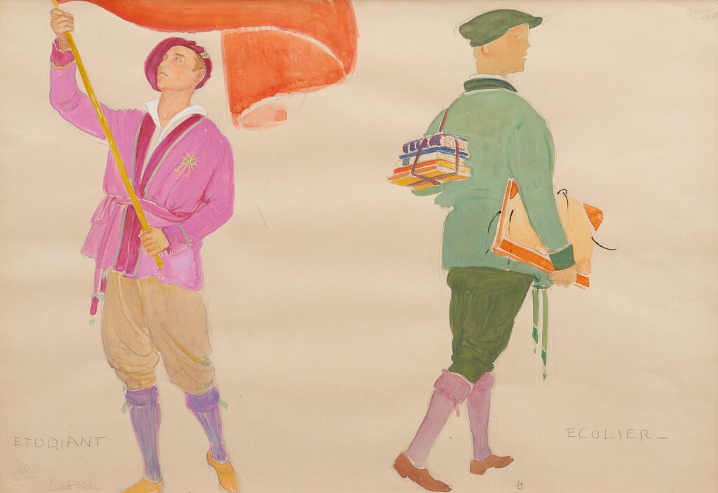 View full screen - View 1 of Lot 16. Étudiant et Écolier (Étude pour la XXIVe Fête fédérale de chant, 1928).