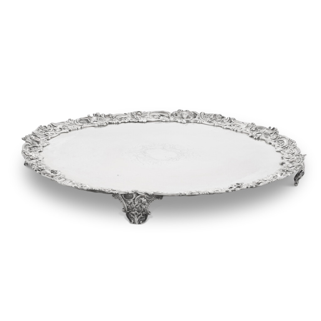 View full screen - View 1 of Lot 100. A large George III silver salver, Arthur Annesley, London, 1760.