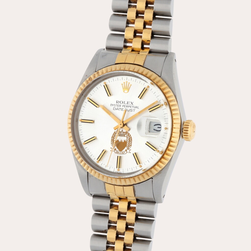 Voir en plein écran - Voir 1 du lot 329. Datejust, Reference 16013 | A stainless steel and yellow gold wristwatch with date and bracelet made for the Bahrain Defense Force | Circa 1983.