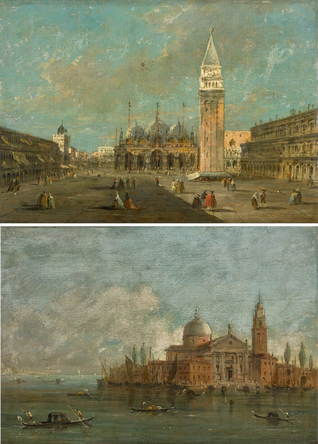 View full screen - View 1 of Lot 104. FOLLOWER OF FRANCESCO GUARDI | Venice, a view of the Piazza San Marco; and a view of San Giorgio Maggiore.