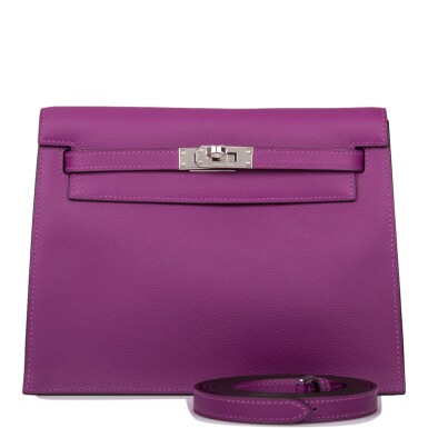 View full screen - View 1 of Lot 23. Hermès Anemone Kelly Danse II of Evercolor Leather with Palladium Hardware.