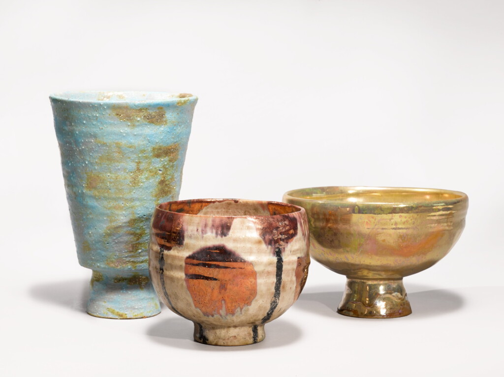 View full screen - View 1 of Lot 128. Beatrice Wood, Vase and Two Luster Bowls.
