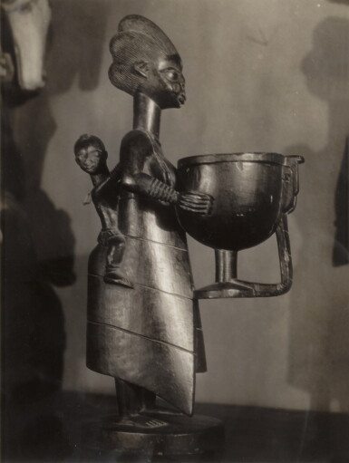 View full screen - View 1 of Lot 46. Untitled (Yoruba Mother and Child Figure with Lidded Bowl).