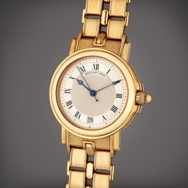 View full screen - View 1 of Lot 499. Reference 3400 BA/12/196 Horloger de la Marine | A yellow gold automatic wristwatch with date and bracelet, Circa 1993.