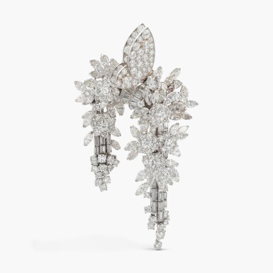 View full screen - View 1 of Lot 882. Diamond Double Clip-Brooch.