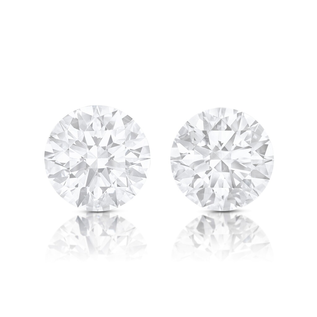 View full screen - View 1 of Lot 1863. Pair of Unmounted Diamonds | 21.14 及 20.17卡拉 圓形 D色 完美無瑕 鑽石一對.