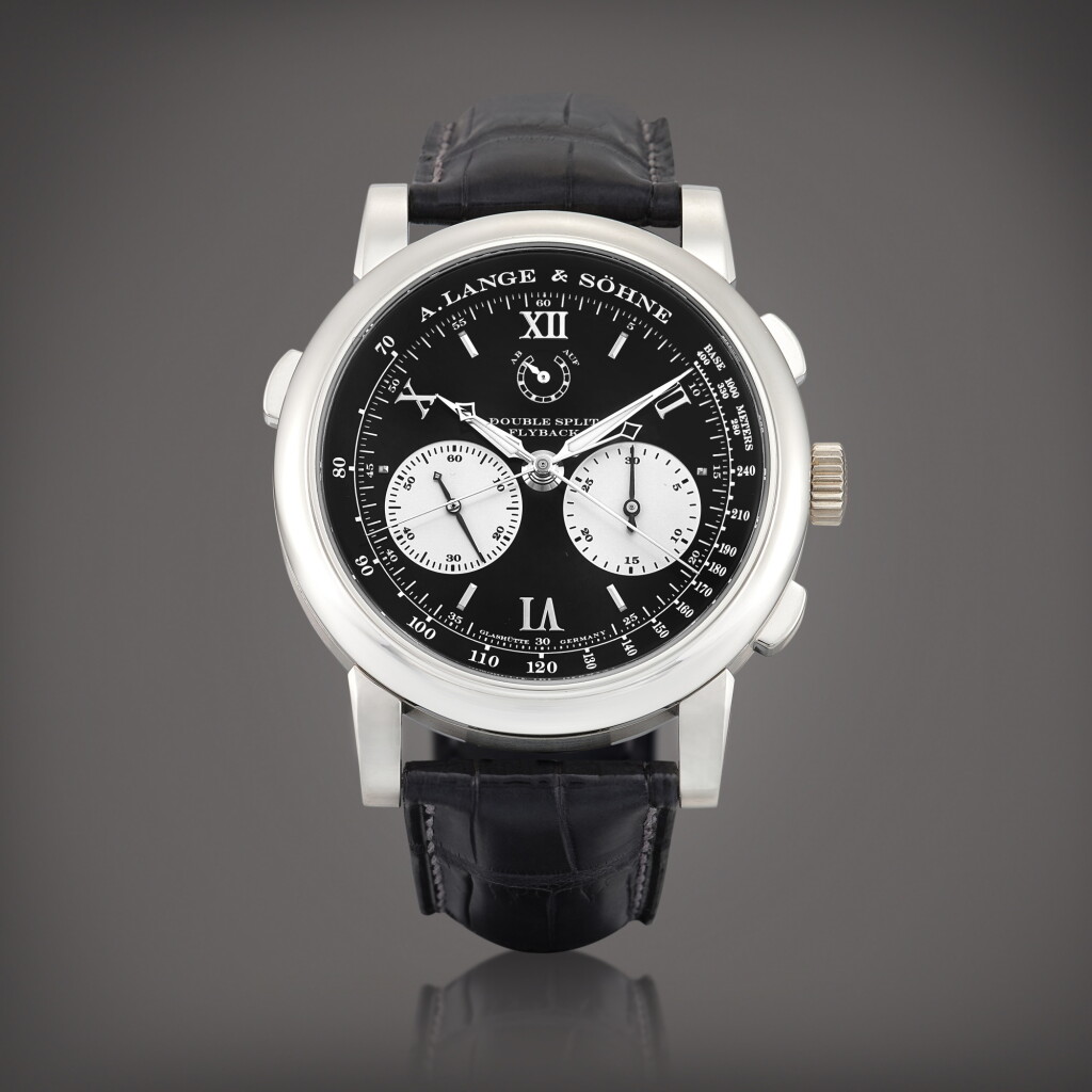 View full screen - View 1 of Lot 2169. Saxonia Double Split, Reference 404.035 | A platinum double split flyback chronograph wristwatch with power reserve indication, Circa 2009 | 朗格 | DOUBLE SPLIT 型號404.035 | 鉑金雙追針飛返計時腕錶,備動力儲備顯示,約2009年製.