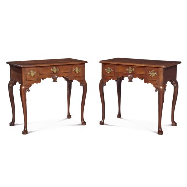 View full screen - View 1 of Lot 1574. A Pair of George II Walnut Lowboys, Circa 1730 .