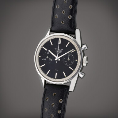 View full screen - View 1 of Lot 487. Reference 3647 Carrera | A stainless steel chronograph wristwatch, Circa 1965.