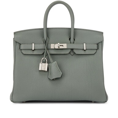 View full screen - View 1 of Lot 1537. Vert Amande Togo Birkin 25 Palladium Hardware, 2021.