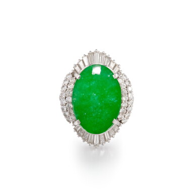 View full screen - View 1 of Lot 1705. Jadeite and Diamond Ring | 天然翡翠 配 鑽石 戒指.