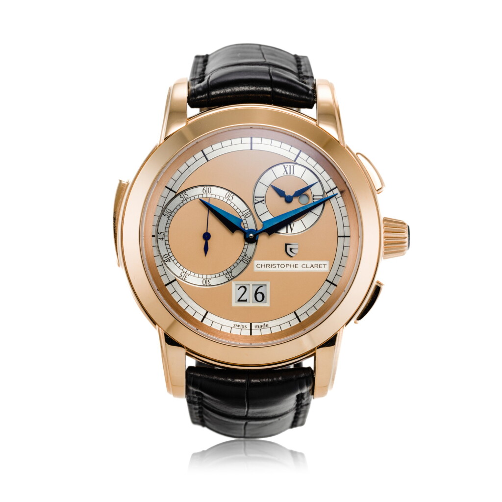 View full screen - View 1 of Lot 154. Reference SLB88.017-113.OV Adagio | A limited edition pink gold dual time minute repeating wristwatch, Circa 2010 | Christophe Claret SLB88.017-113.OV 型號 Adagio | 限量版粉紅金兩地時間三問腕錶,約2010年製.