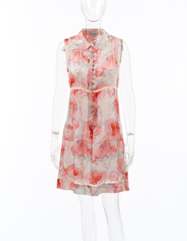 View full screen - View 1 of Lot 145. CHANEL | POPPY PRINT SILK SHIRT DRESS.