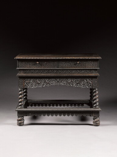 View full screen - View 1 of Lot 57. An Indo-Dutch ebony side table, India, Coromandel coast, circa 1660-80.