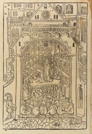 View full screen - View 1 of Lot 26. Augustinus, Sermones, Basel, Amerbach, 1494-1495, 2 volumes, later vellum.
