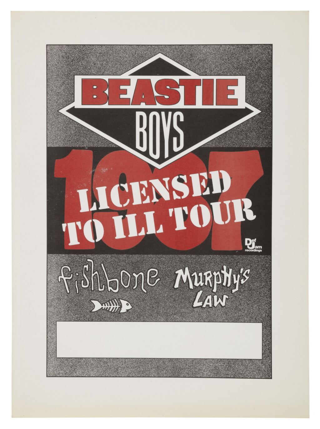 View full screen - View 1 of Lot 23. BEASTIE BOYS | "LICENSED TO ILL" CONCERT POSTER, 1987.