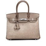 Limited Edition Etoupe Swift and Gris Caillou Chamois Grizzly Birkin 30 Palladium Hardware, 2022