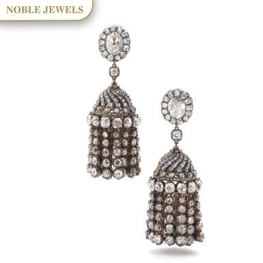 View full screen - View 1 of Lot 153. PAIR OF DIAMOND EAR CLIPS.