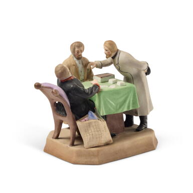 View full screen - View 1 of Lot 132. Trial of a Police Officer: A Porcelain Figural Group, Gardner Porcelain Factory, Verbilki, late 19th Century.