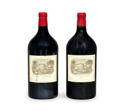 View full screen - View 1 of Lot 598. Two Double-magnums Château Lafite Rothschild, 1991 | Deux double-magnums, château Lafite Rothschild, 1991.