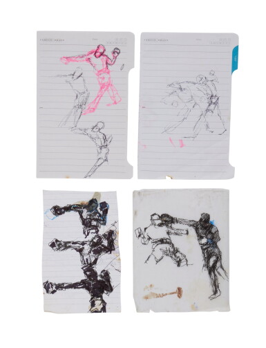 View full screen - View 1 of Lot 188. Untitled (Four Drawings of Boxers).