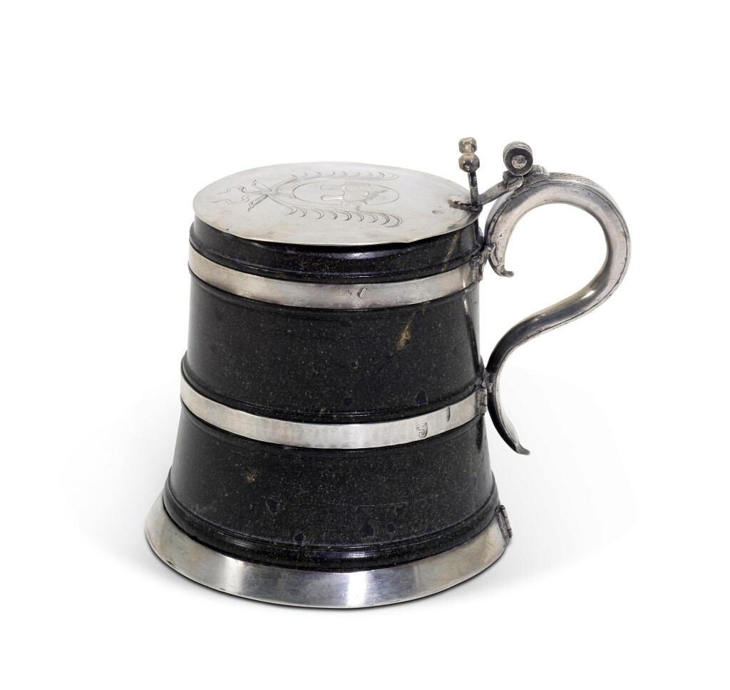 View full screen - View 1 of Lot 97. A Dutch silver-mounted serpentine tankard, Johan Hermensz Gramey (Nijmegen), circa 1660.