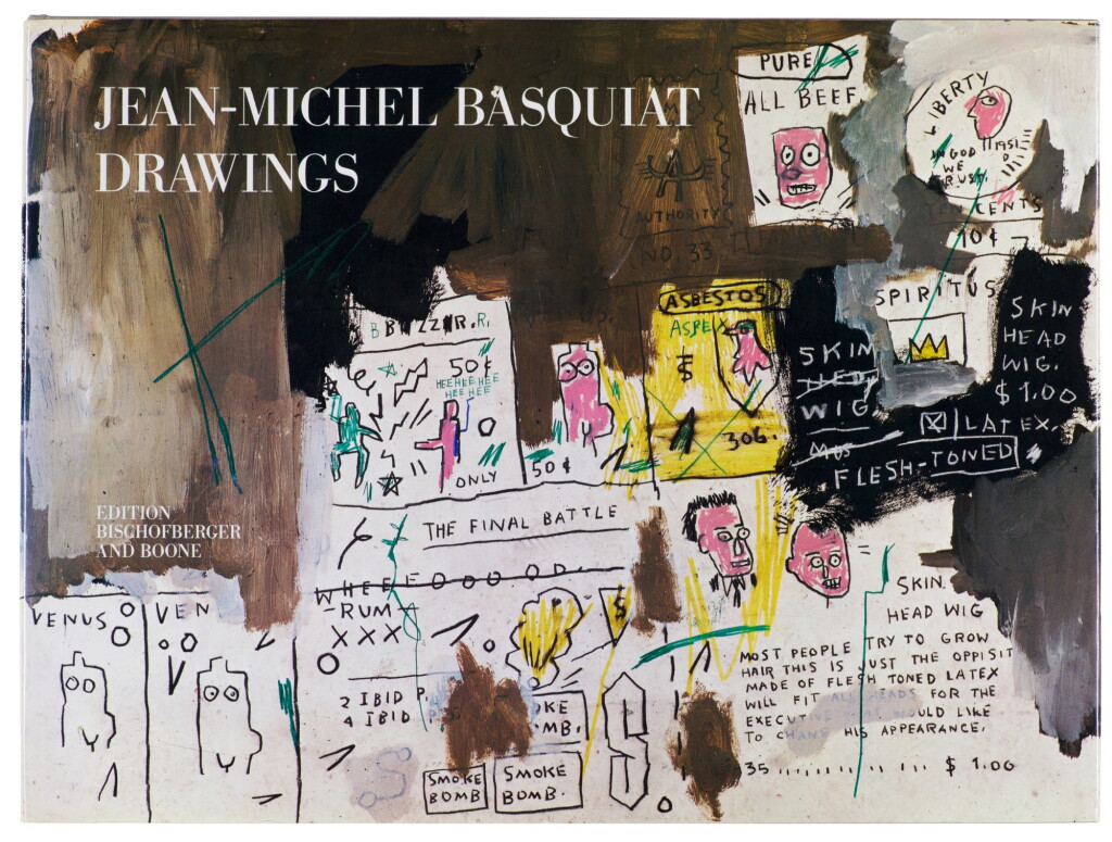 View full screen - View 1 of Lot 214. Jean-Michel Basquiat | Drawings, Zurich, 1985, dust-jacket, signed by Basquiat.