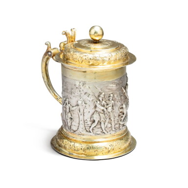 View full screen - View 1 of Lot 285. A German parcel-gilt silver tankard, circa 1687.