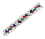 Ruby, Sapphire, Emerald and Diamond Bracelet | 紅寶石, 藍寶石 配 祖母綠及 鑽石 手鏈
