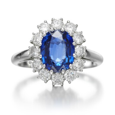 View full screen - View 1 of Lot 127. CARTIER | SAPPHIRE AND DIAMOND RING .