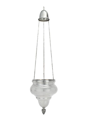 View full screen - View 1 of Lot 203. A RARE AND LARGE IRISH SILVER SANCTUARY LAMP, MAKER'S MARK I.I PROBABLY FOR JOSEPH JACKSON, DUBLIN, 1782.