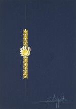 An original prototype design featuring a swan, painted by Gérald Genta, with accompanying NFT, Circa 1982 | 傑洛・尊達 一幅以天鵝為主題的原型設計圖,由傑洛・尊達繪製並附帶 NFT 証書,約1982年製