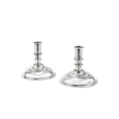 View full screen - View 1 of Lot 196. A pair of toilet silver candlesticks, probably Francesco Battista, Rome, circa 1668 | Paire de flambeaux de toilette en argent probablement par Francesco Battista, Rome, vers 1668.