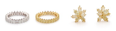 View full screen - View 1 of Lot 1306. TWO DIAMOND RINGS; AND A PAIR OF DIAMOND EARRINGS | 鑽石戒指兩枚; 及鑽石耳環一對.