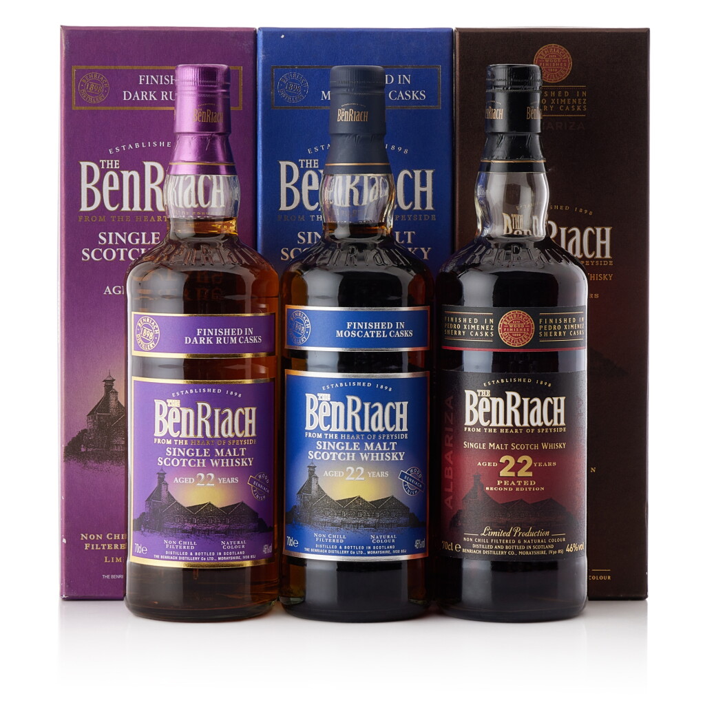 View full screen - View 1 of Lot 9270. Benriach 22 Year Old Mixed Lot 46.0 abv NV (3 BT70).