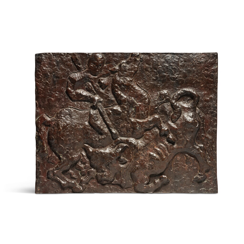 View full screen - View 1 of Lot 624. Man on Horseback Fighting Bull.