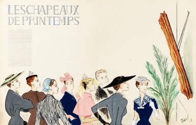 View full screen - View 1 of Lot 1100. Spring's hats, 1954 | Les chapeaux de Printemps, 1954.