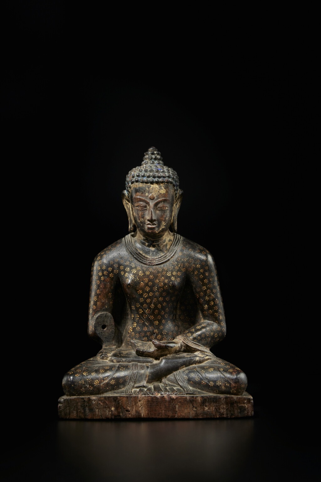 View full screen - View 1 of Lot 850. An inscribed polychromed zitan figure of Sanggye Menla (Medicine Buddha), Tibet or possibly Bhutan, 18th century or earlier.
