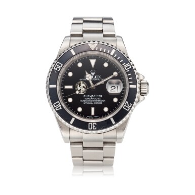 View full screen - View 1 of Lot 207. Reference 16610 Submariner A stainless steel automatic wristwatch with date and bracelet, made for the Italian State Police Nautical Division, Circa 2002.