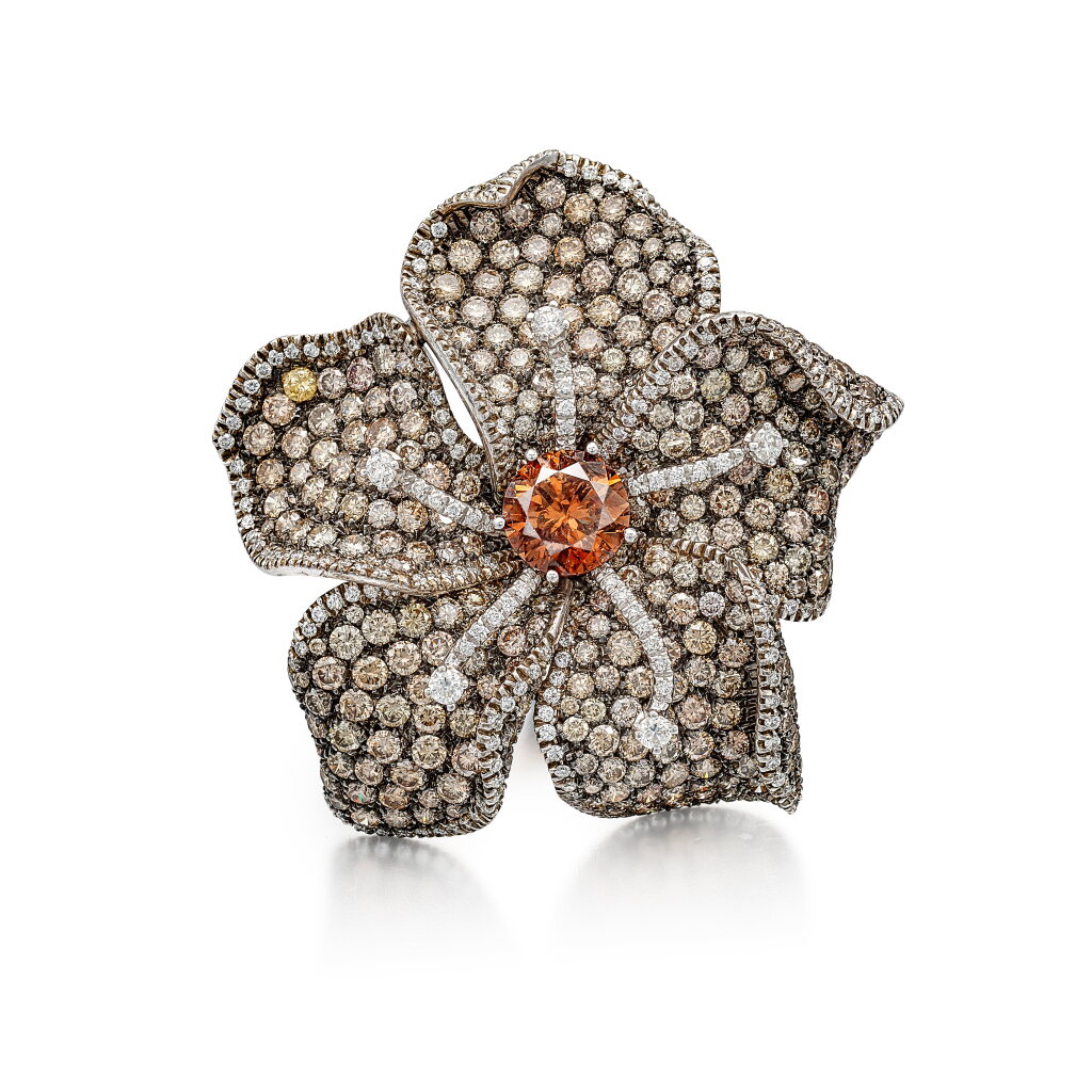 View full screen - View 1 of Lot 1264. Fancy Deep Orange-Brown Diamond and Diamond Ring | 3.01克拉 深彩橙棕色鑽石 配 鑽石 戒指.