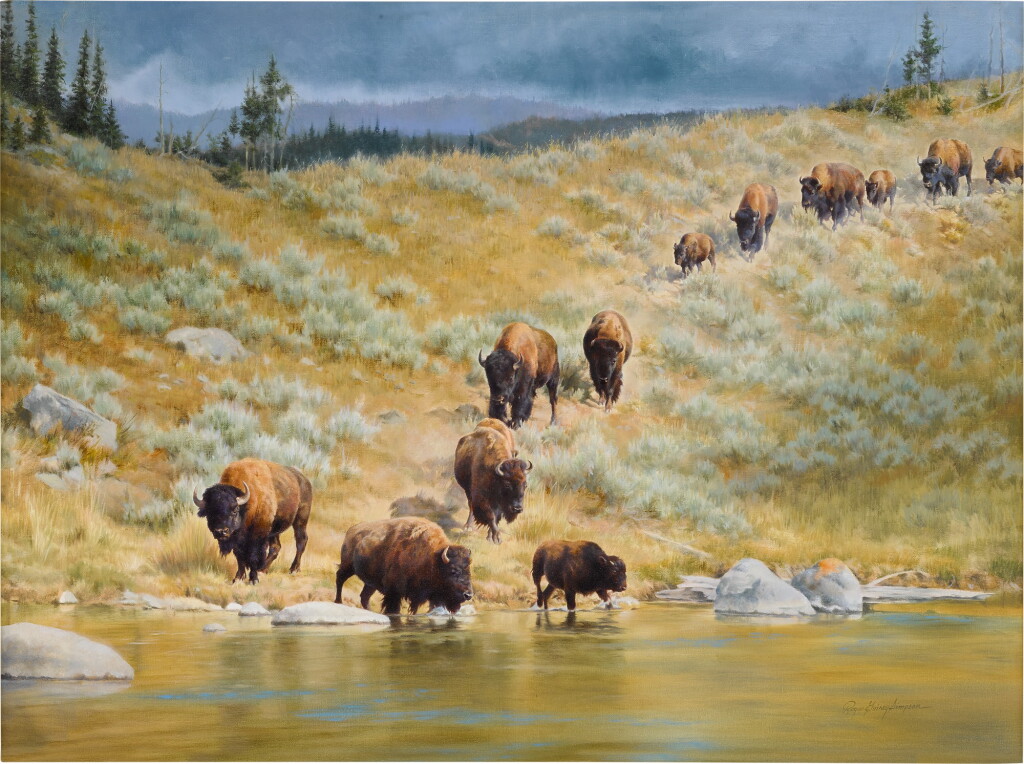 View full screen - View 1 of Lot 214. Buffalos Watering.