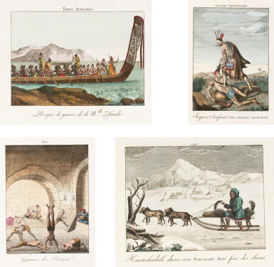 View full screen - View 1 of Lot 209. Mœurs et coutumes des peuples. 1811-1814. Rel. époque. 144 pl. gravées rehaussées en couleurs, grandes marges.