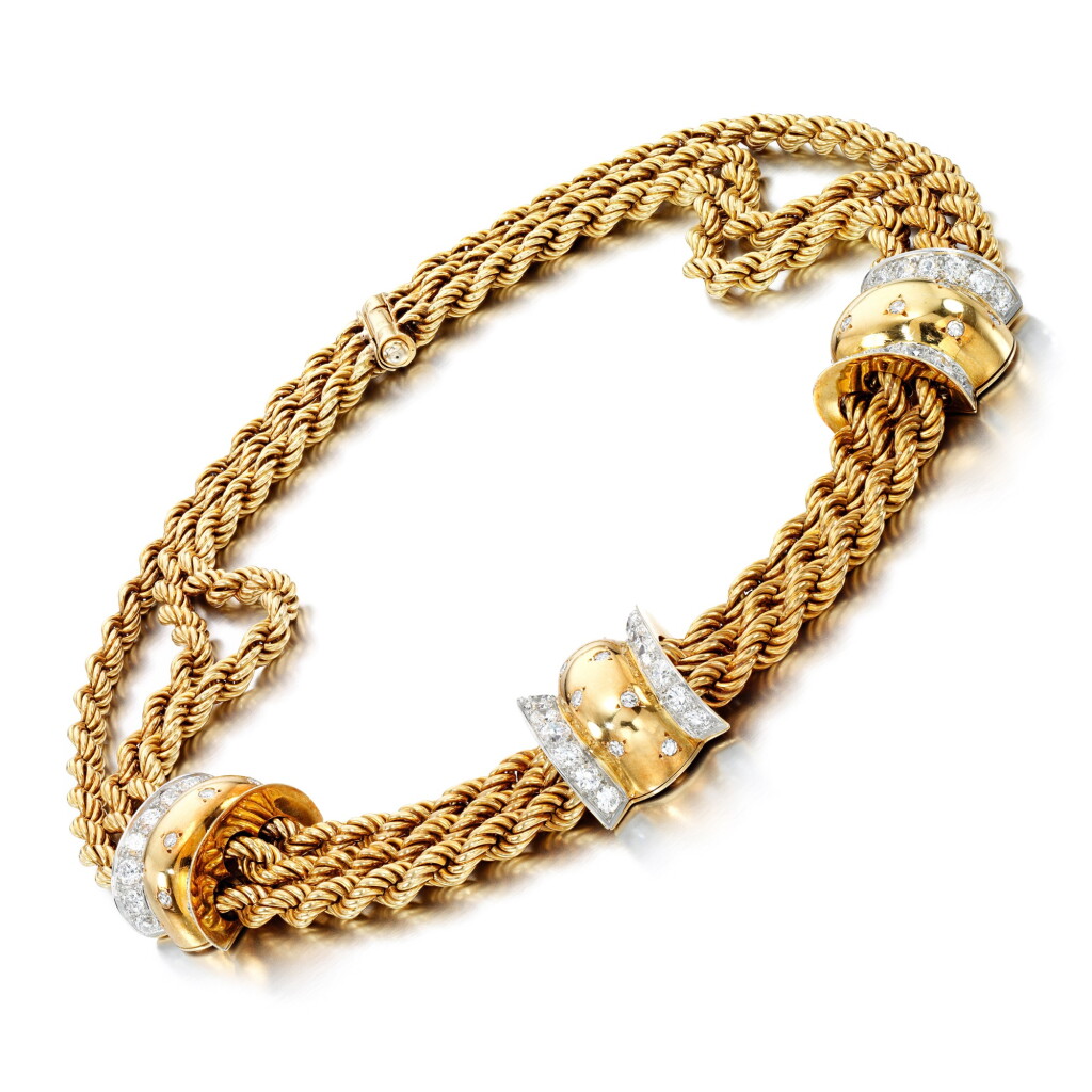 View full screen - View 1 of Lot 392. Diamond necklace, 1940s.