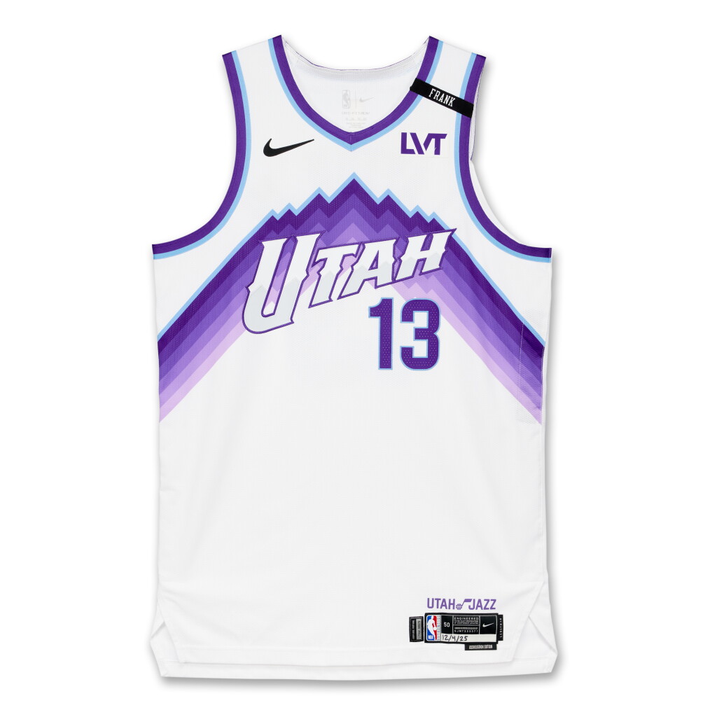 View full screen - View 1 of Lot 39. Walter Clayton Jr. Utah Jazz 2025-2026 Game Worn Association Edition Jersey | Matched to 2 Games.