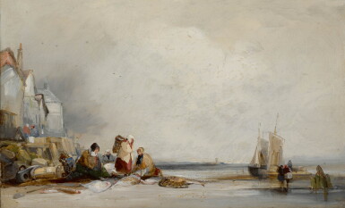View full screen - View 1 of Lot 156. FOLLOWER OF RICHARD PARKES BONINGTON | A BEACH SCENE IN FÉCAMP.